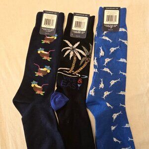 TOMMY BAHAMA Men’s Socks. Lot of 3 Pairs. Tropical/Marlins. Multicolor. * NEW *